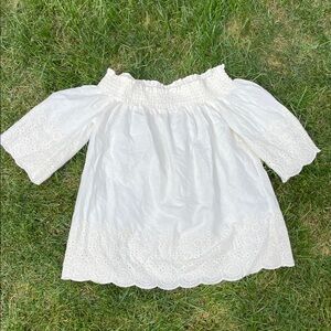 Abercrombie & Fitch White Off-Shoulder Blouse